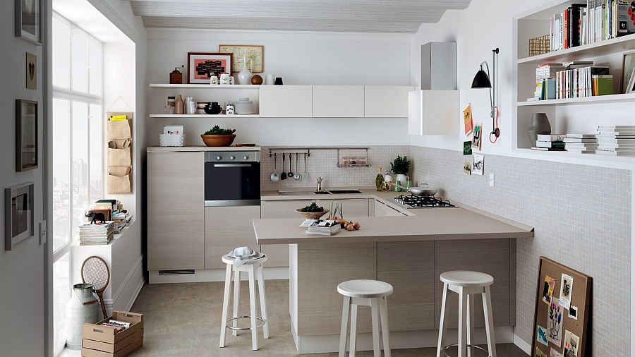 Warm and elegant kitchen with a gulf layout