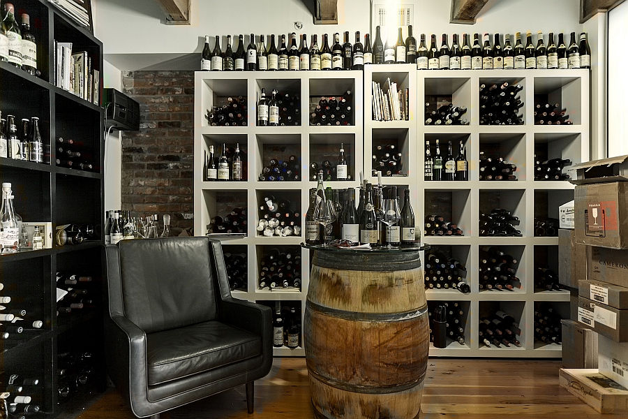 Wine storage area inside the renovated Vancouver loft