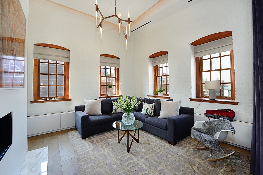 Wood framed windows add a touch of class to the interior