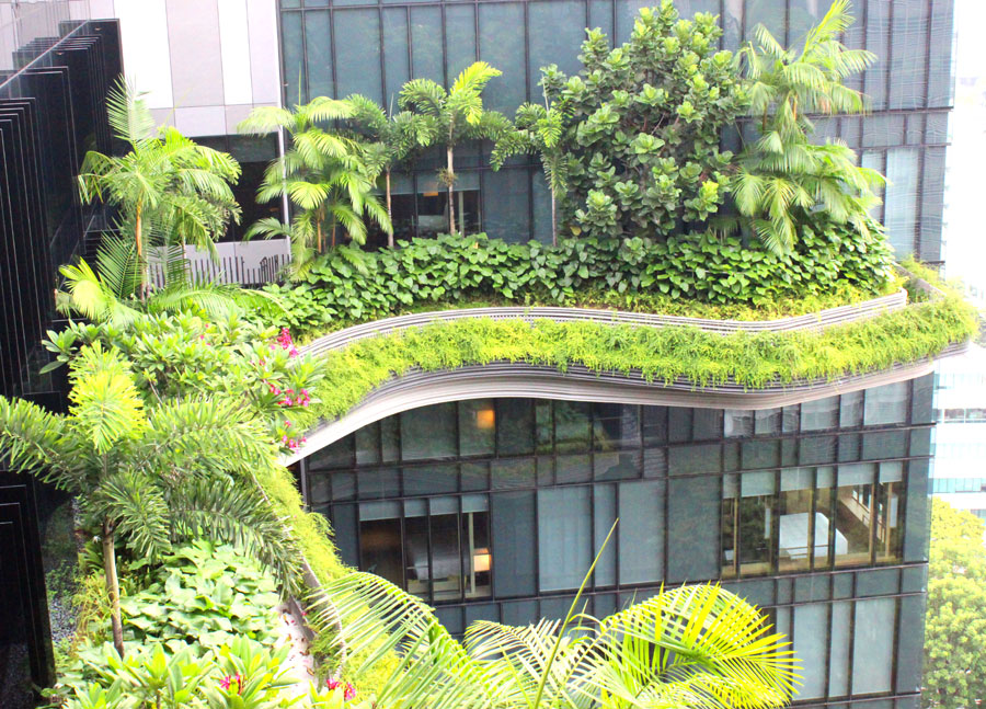 bernard lee woha, green architecture, Green Hotels, hotel architecture, Park Royal Hotel Singapore, Park Royal on Pickering, singapore architecture, Solar Power, solar-powered hotel Singapore, vertical garden Singapore, vertical park, Vertical Parks, woha architects, park royal hotel, inspiring rooms, interior design inspiration