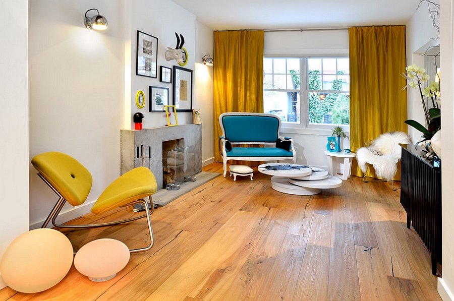 yellow and blue living rooms