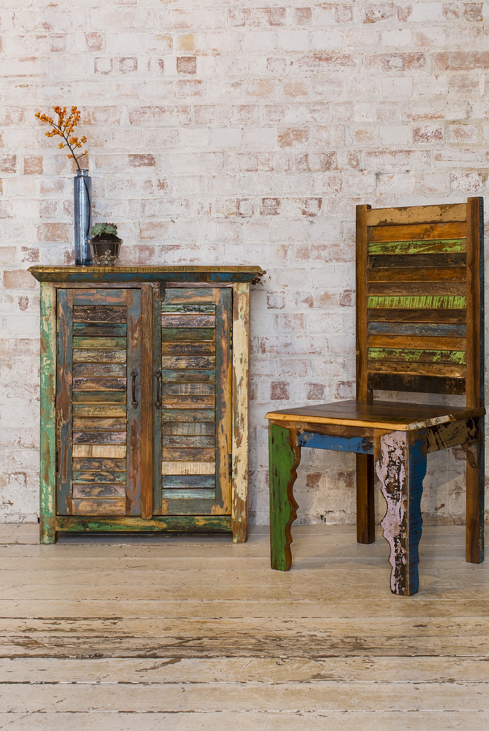 Arusha cabinet made from salvaged old shutter strips