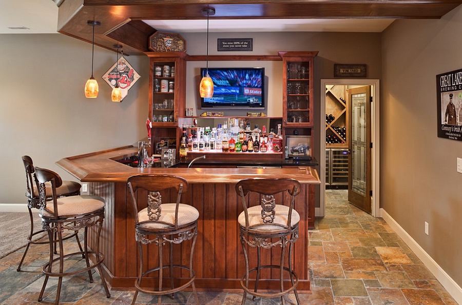 Basement bar complete with a wine cellar [Design: Build Cincinnati of Coldwell Banker]