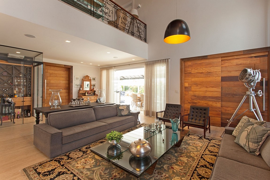 Beautiful use of wooden panels in the living room