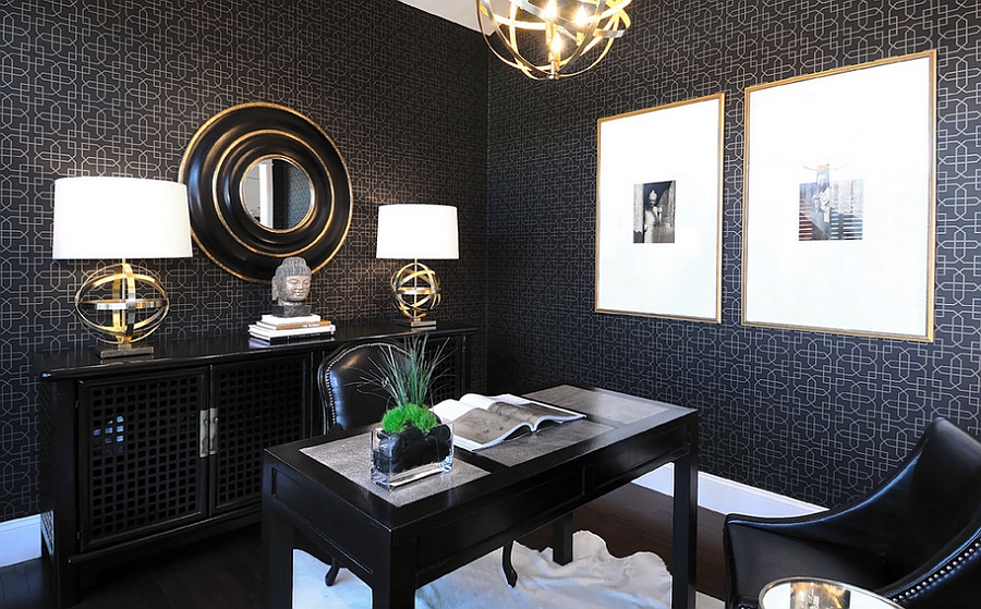 Beautifully lit dark home office [Design: Atmosphere Interior Design]