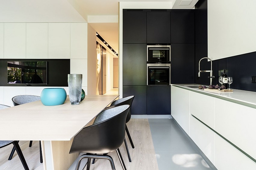 Black and white kitchen composition with sleek design