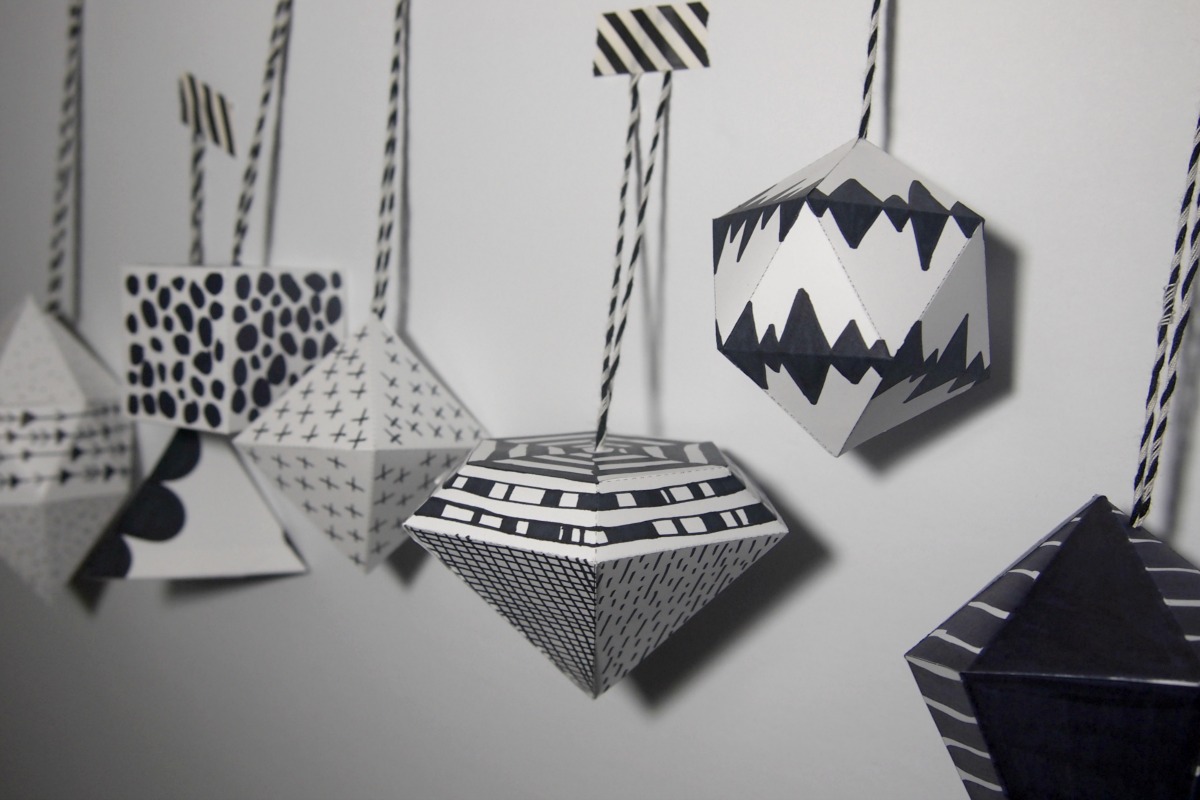 Black and white paper ornaments