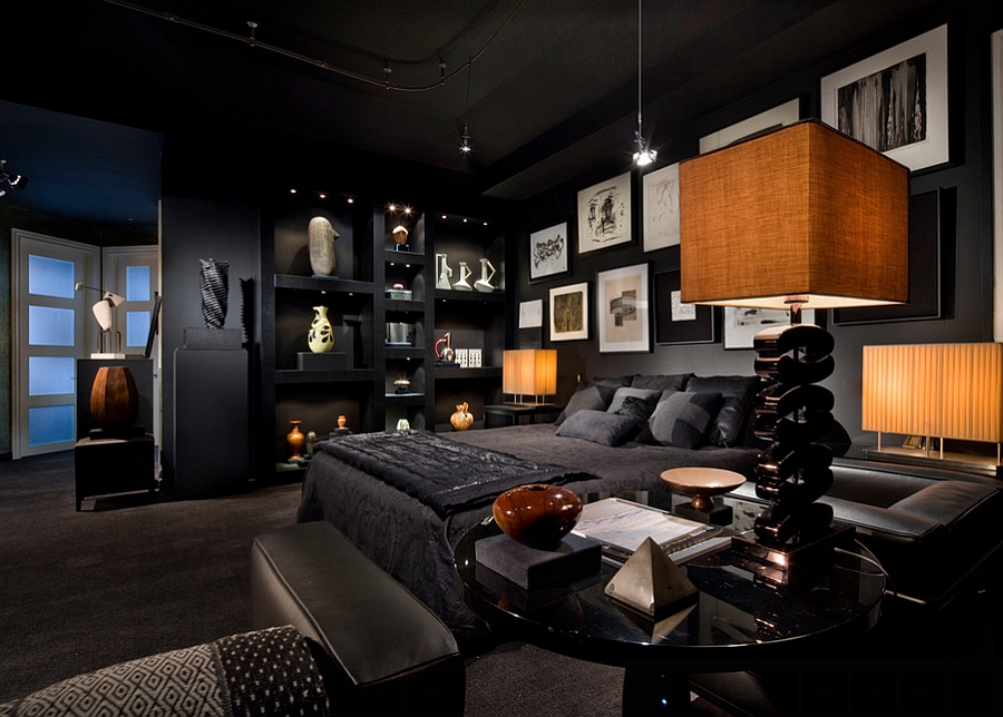 Black looks exquisite in the bachelor pad bedroom