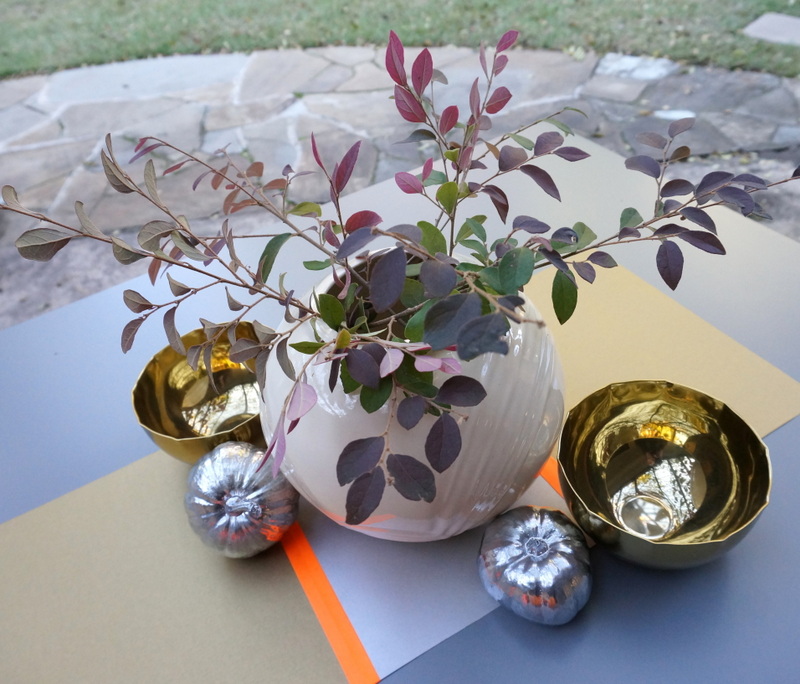 Brass bowls, painted pumpkins and a DIY Thanksgiving runner