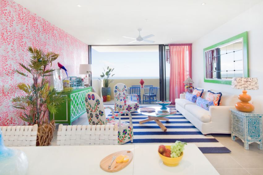 Caribbean color in a vibrant interior