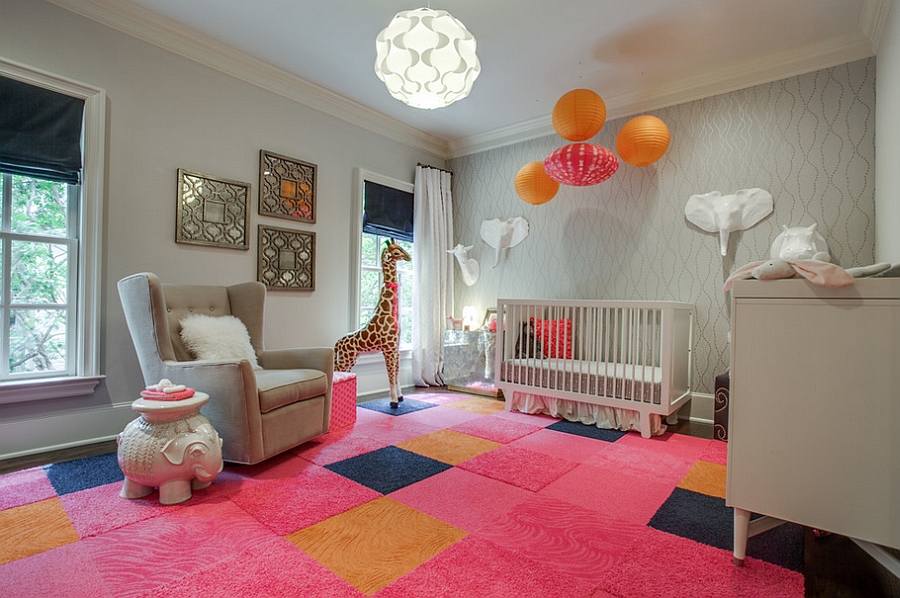 Colorful and classy girls' nursery idea [Design: Blu Sky Living]