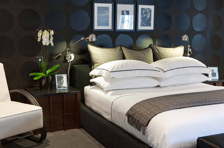 Contemporary bedroom uses black in a playful manner [Design: MPD London]