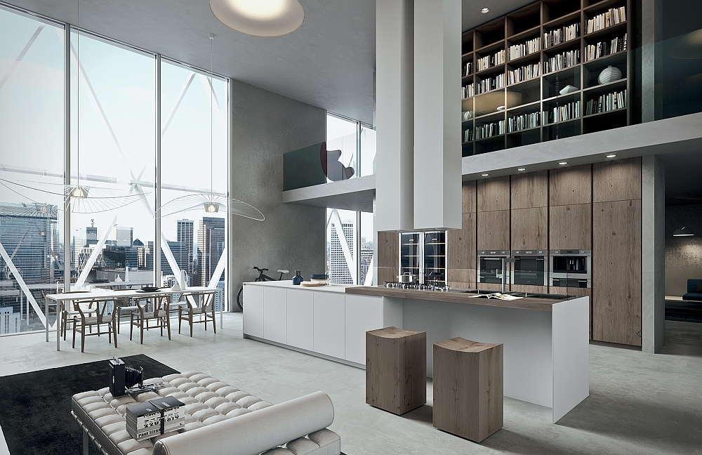 Cool contemporary kitchen with the warmth of wood