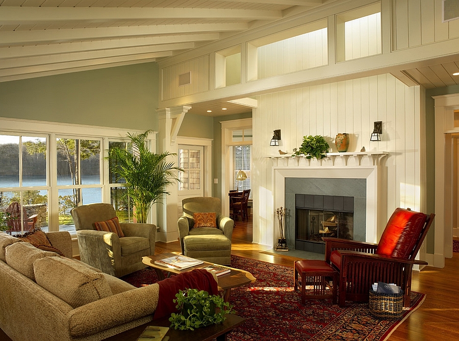 Cozy living room uses a light shade of green