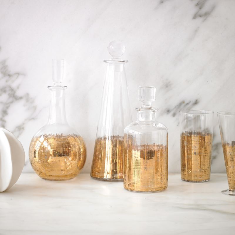 Crosshatch drinkware from DwellStudio