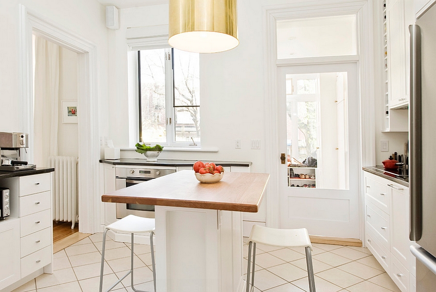 Custom designed island for the small kitchen in white [Design: Gepetto]