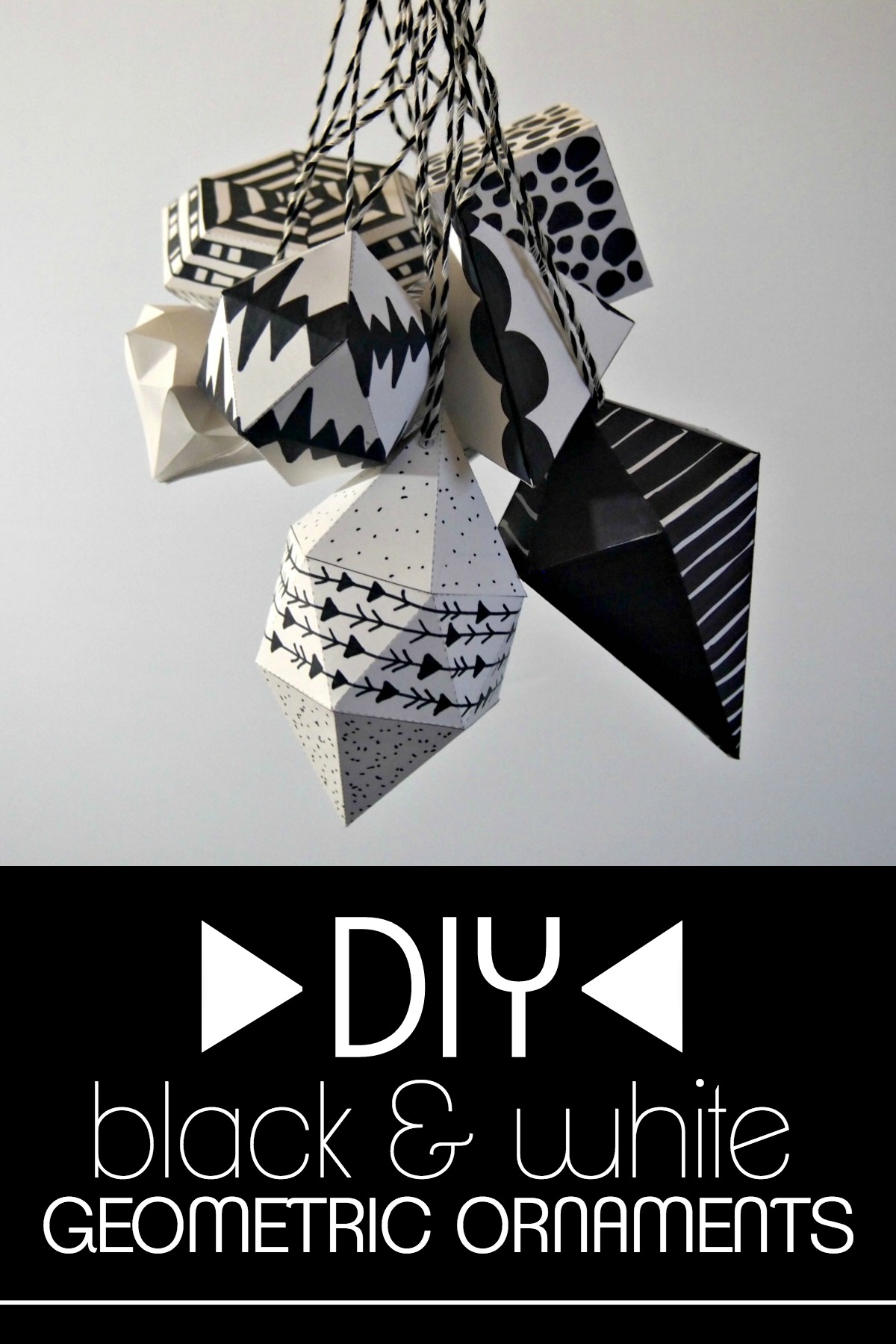 DIY black and white geometric ornaments