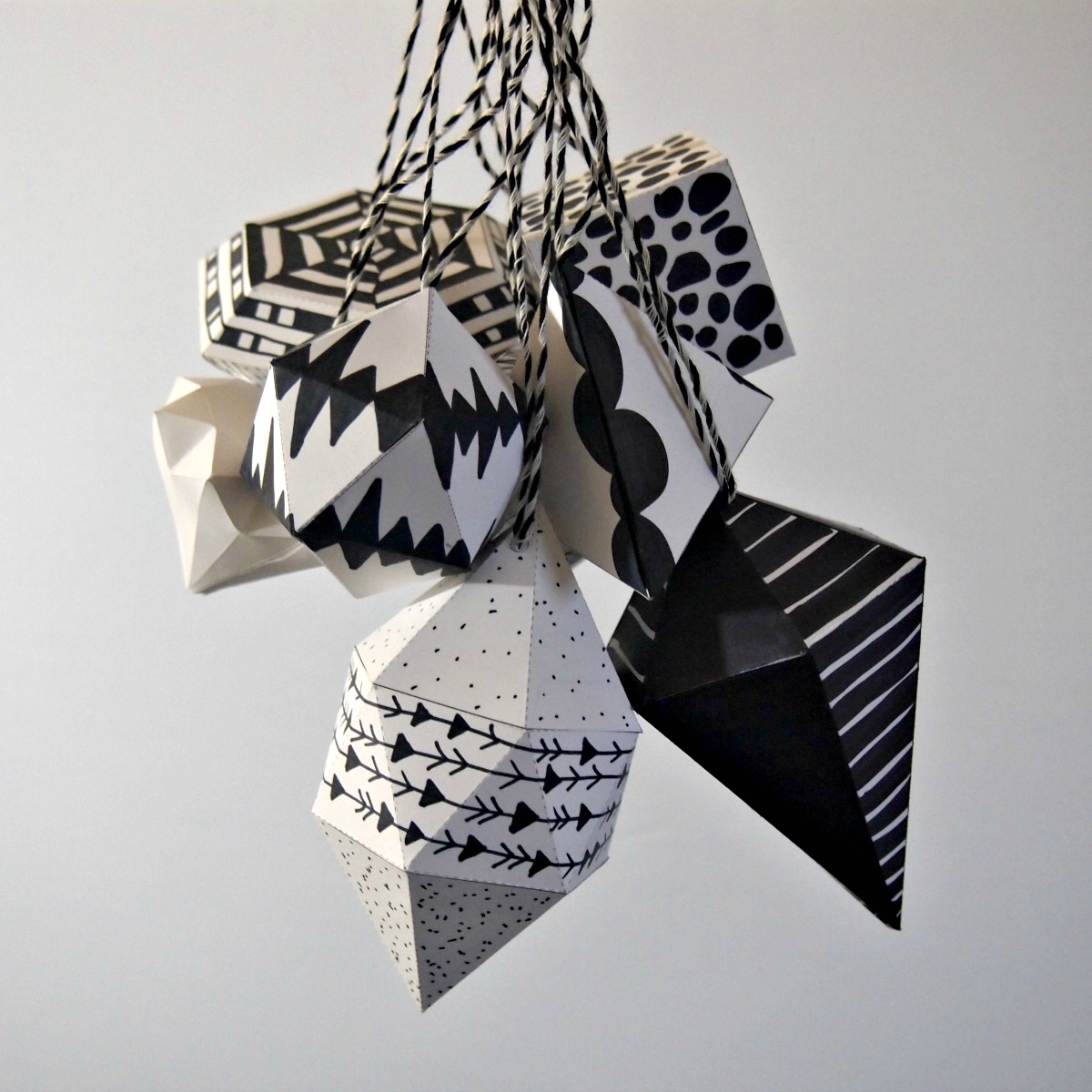 DIY Black and White Geometric Ornaments