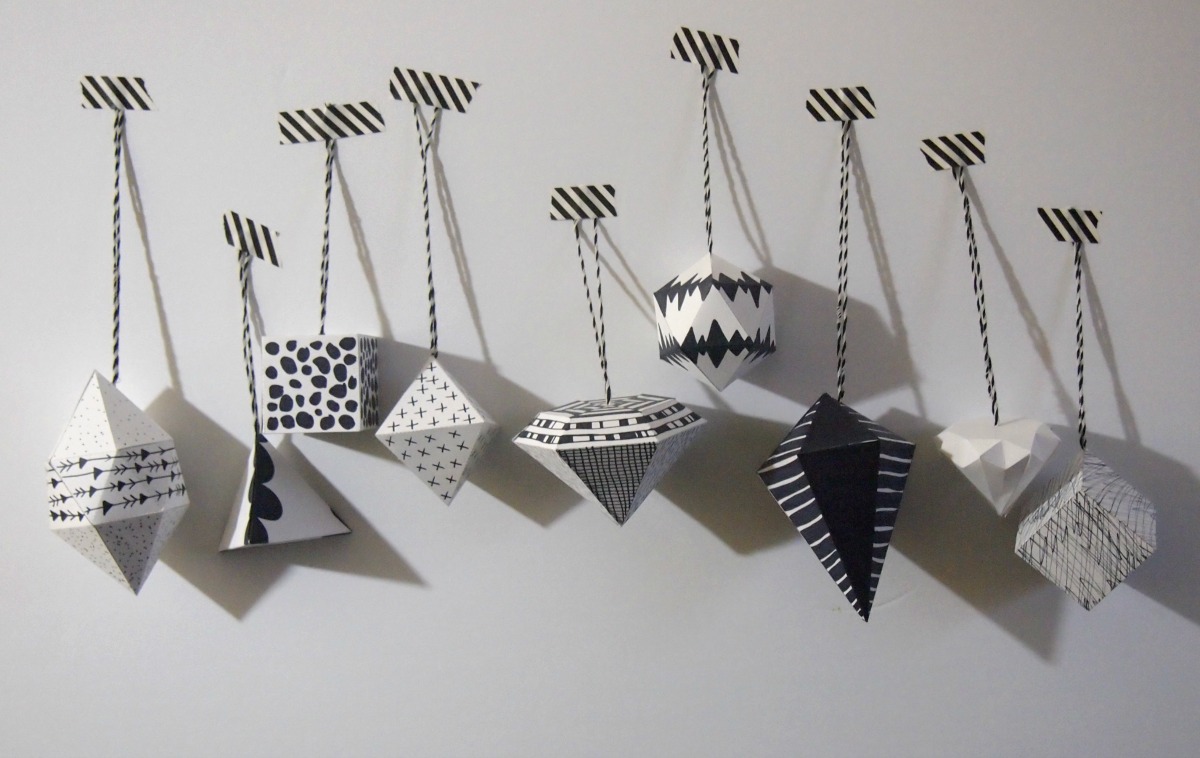 DIY black and white paper ornaments