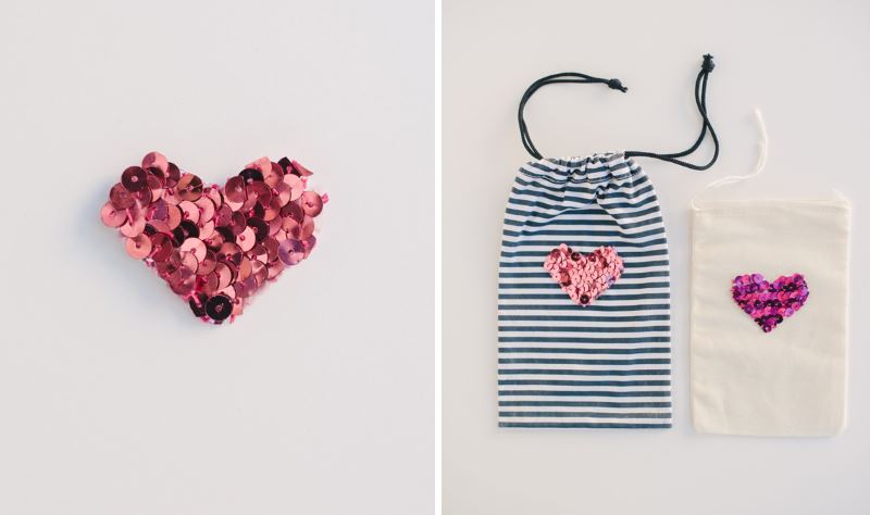 DIY sequin hearts from A Subtle Revelry