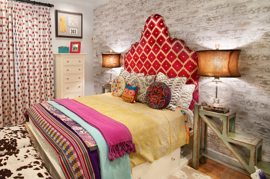 Eclectic bedroom with creative nightstands [Design: A.Clore Interiors]