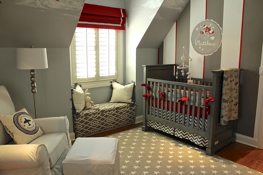 Restrained use of red in the nursery [Design: Steffanie Danby Interiors]