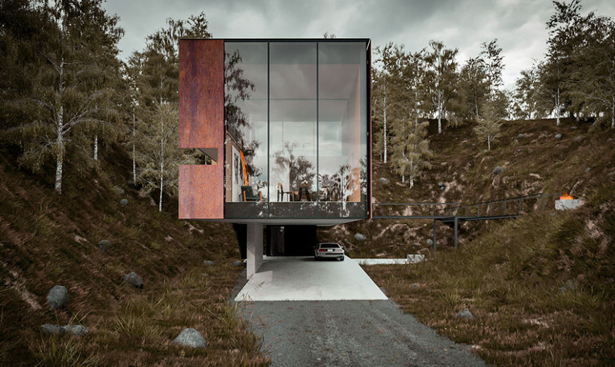 Dramatic Minimalist Home Transforms an Abandoned Quarry in the UK