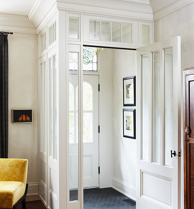 Entryway vestibule with hexagonal tile