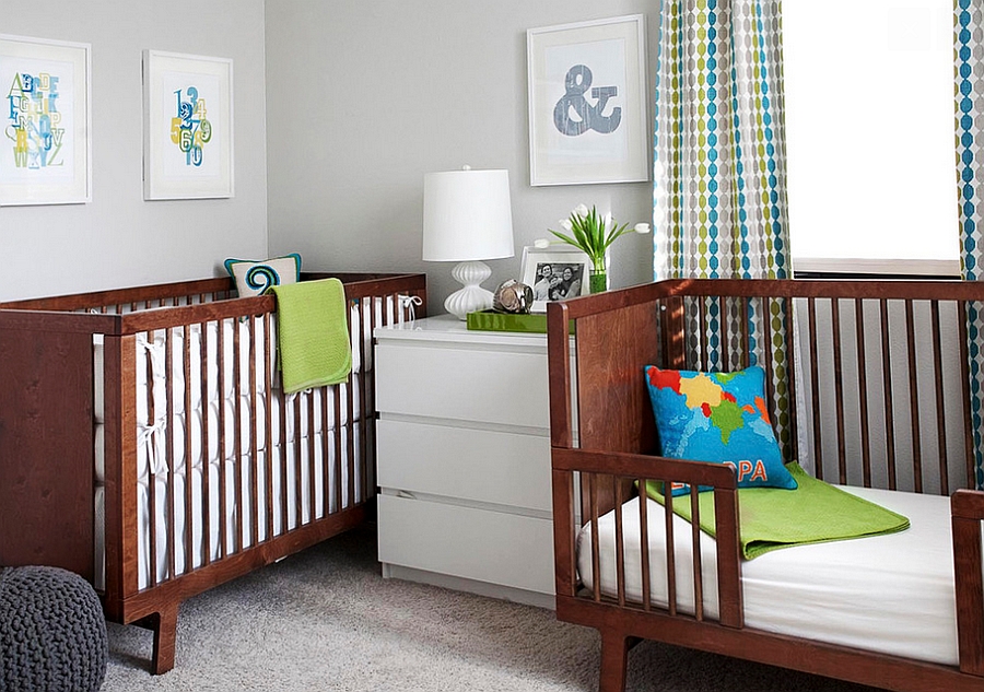 Exquisite use of corner space in the nursery [Design: EM Design Interiors]