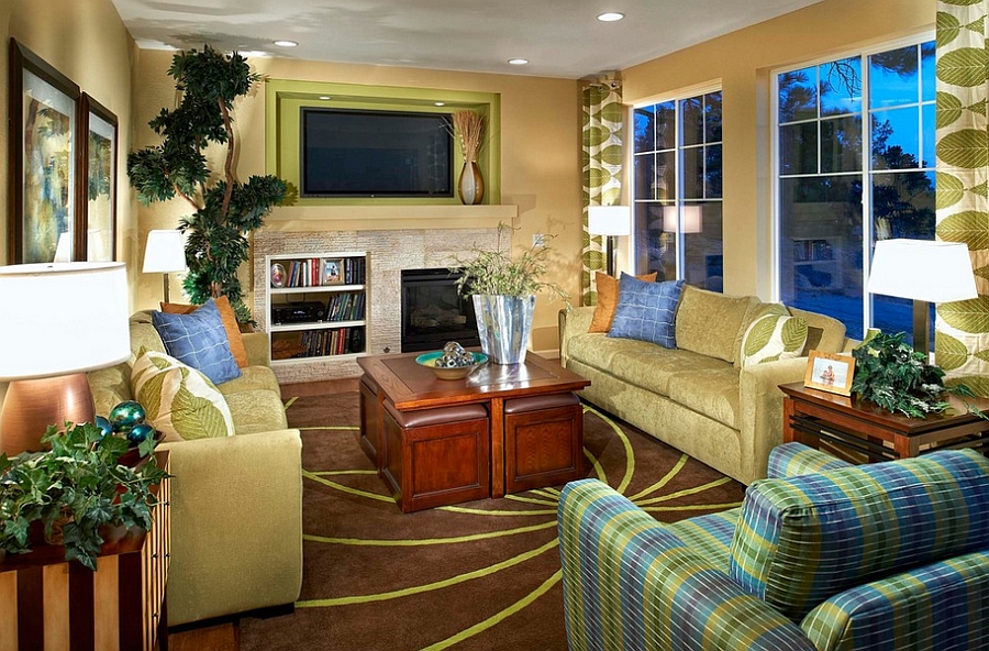 Fabulous green and yellow living room