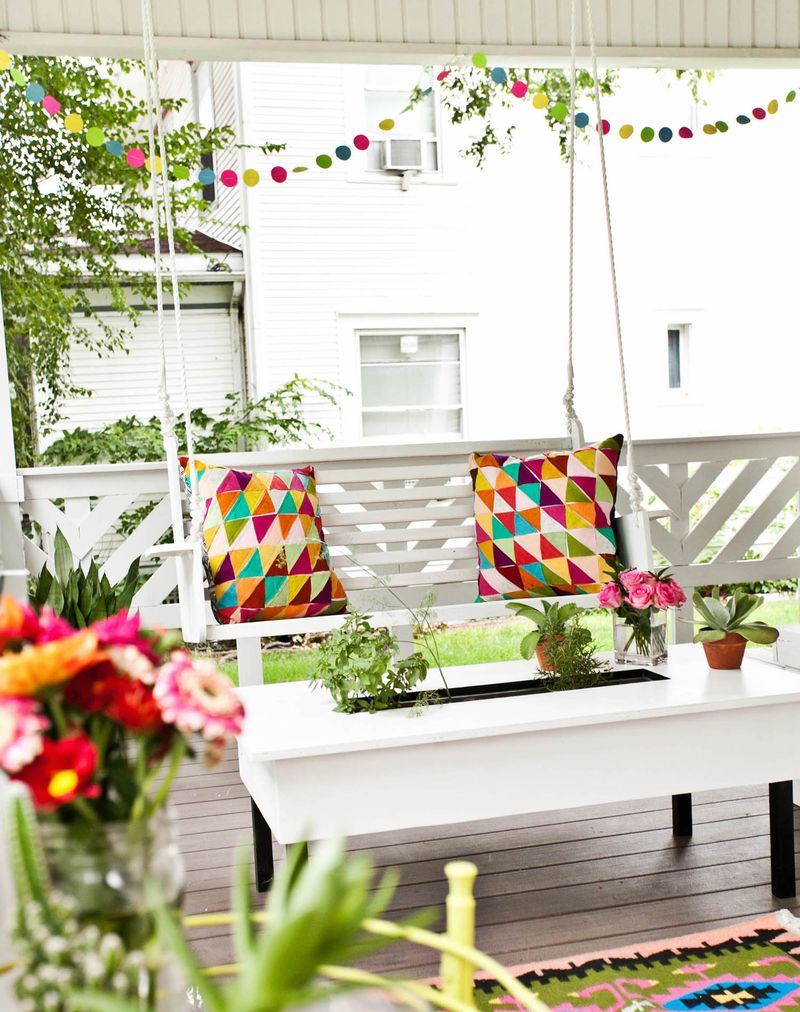 Festive party front porch from A Beautiful Mess