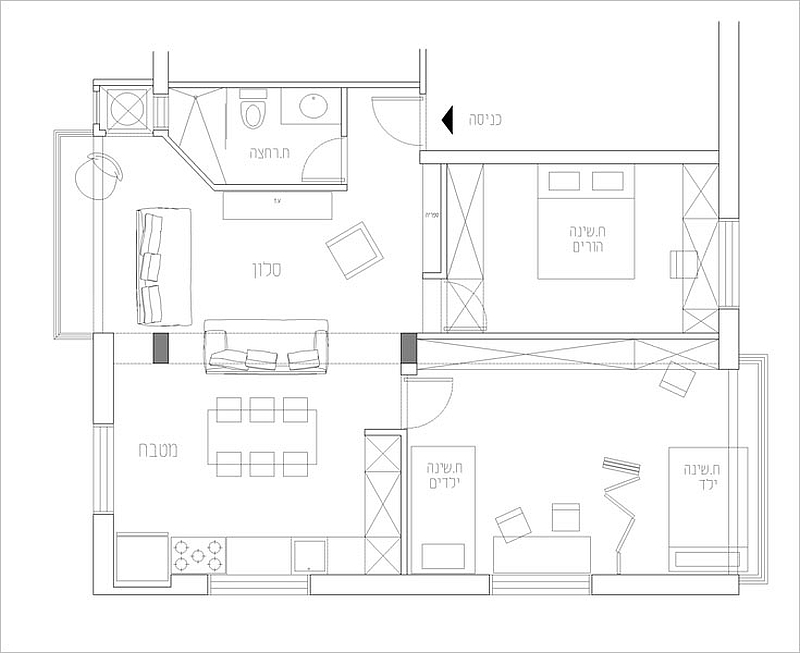 Floor plan of the renovated Tel Aviv apartment