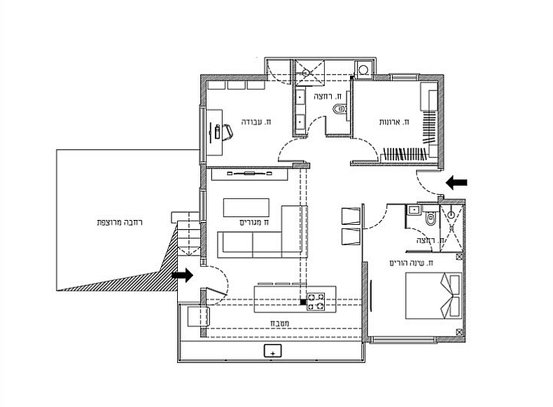 Floor plan of the revamped apartment in Israel