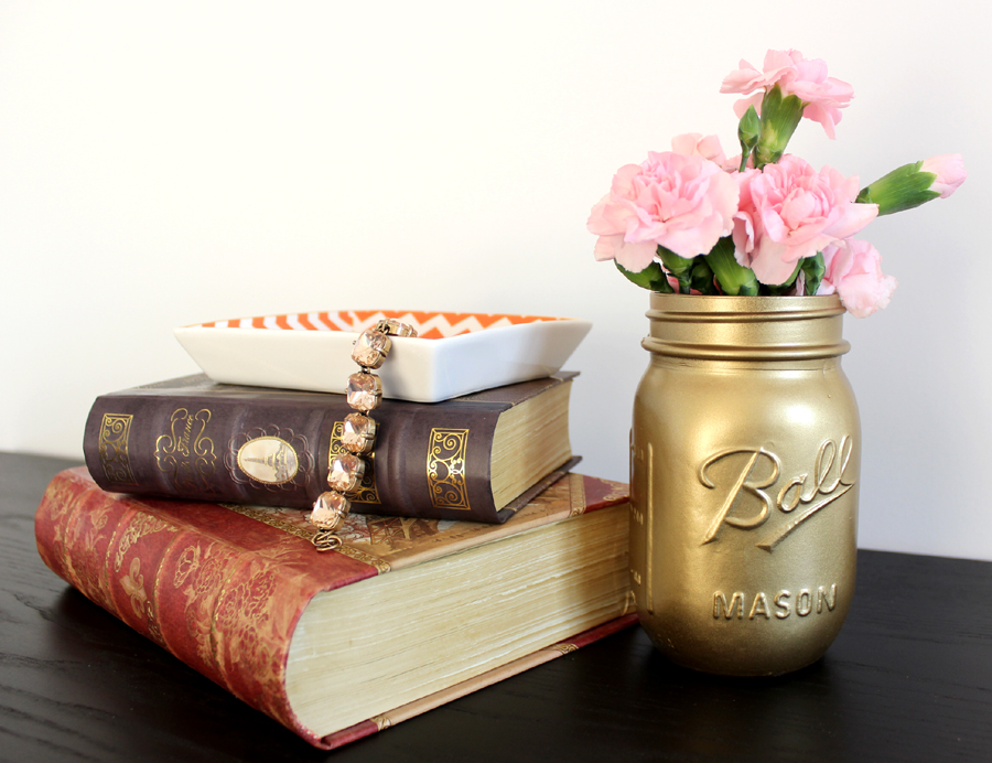 Gold Painted Mason Jar DIY