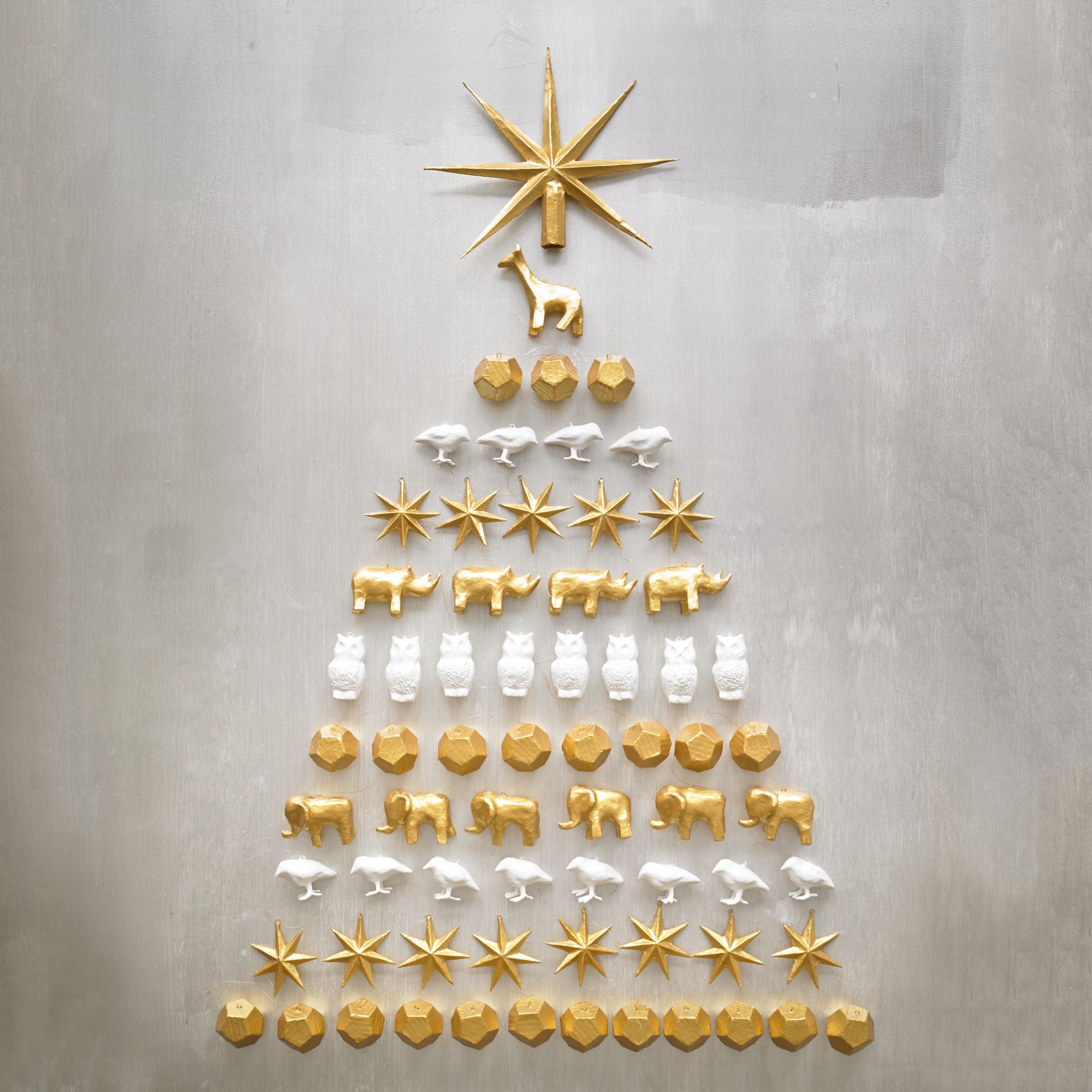 Gold and white ornament offerings from DwellStudio