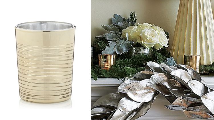 Gold-ringed candle holder from Crate & Barrel