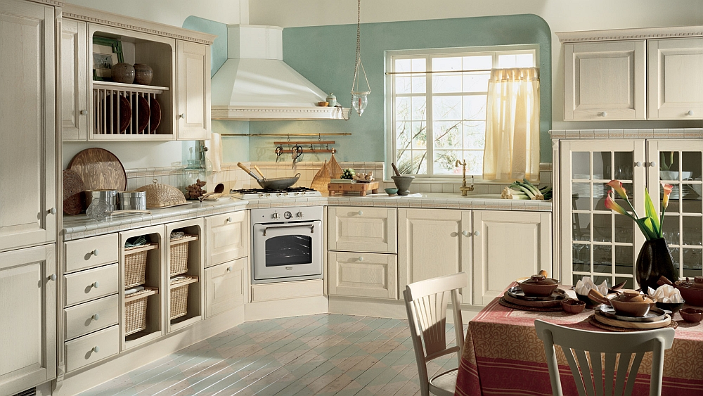 Harmonious kitchen design with summer cottage style