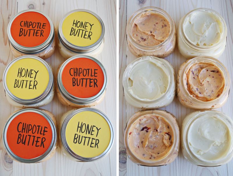 Honey butter and chipotle butter from A Beautiful Mess