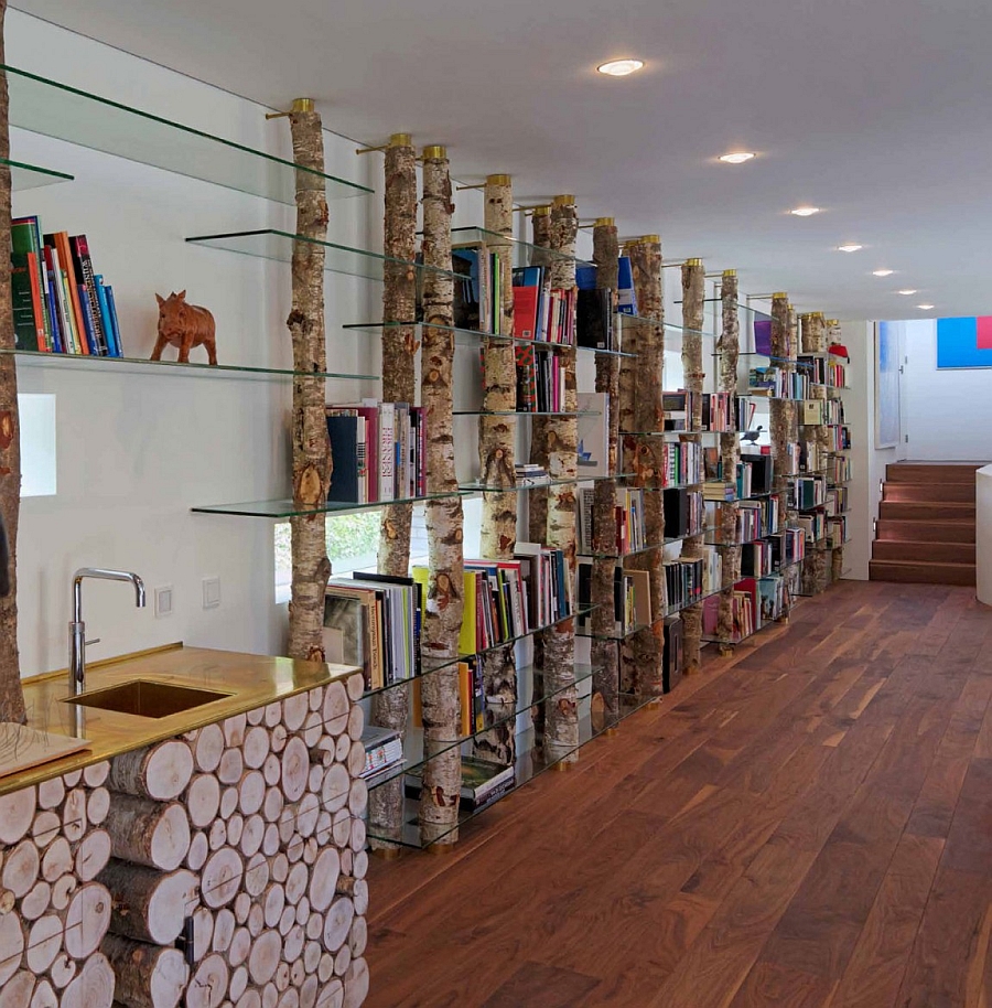 Innovative bookcase design using natural materials