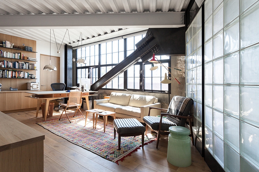 Innovative use of space inside the stylish home office [From: Kat Alves Photography]