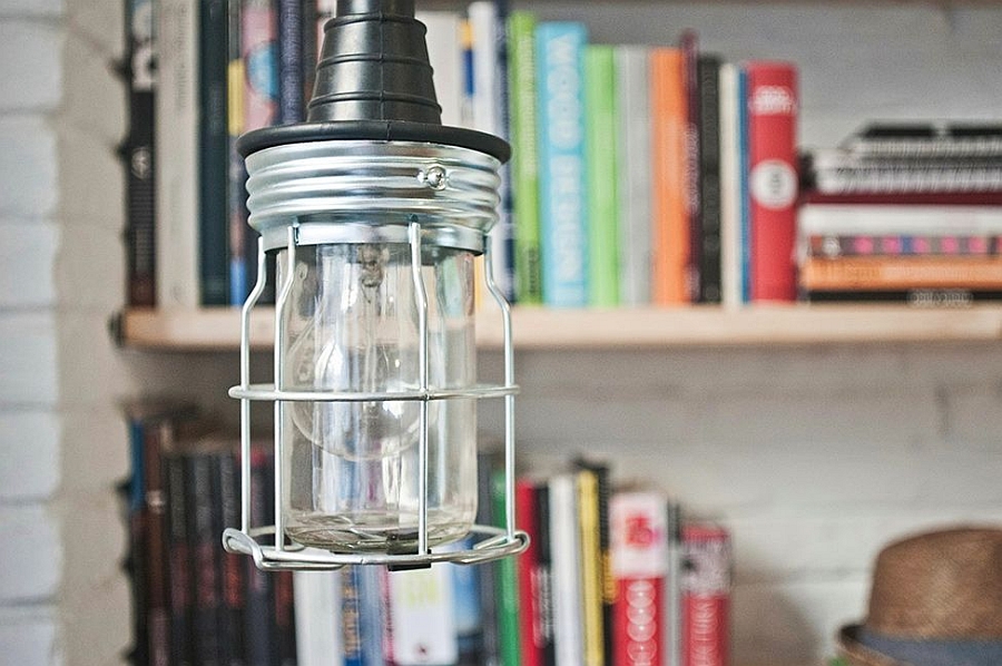 Lighting adds a touch of industrial charm to the loft