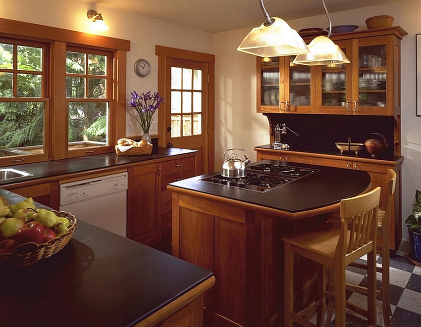 Make sure you have enough room to work around the tiny kitchen island [Design: Goforth Gill Architects]