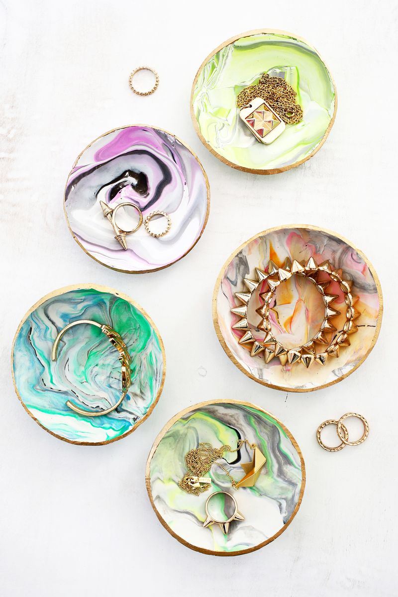 Marbled clay ring dishes from A Beautiful Mess