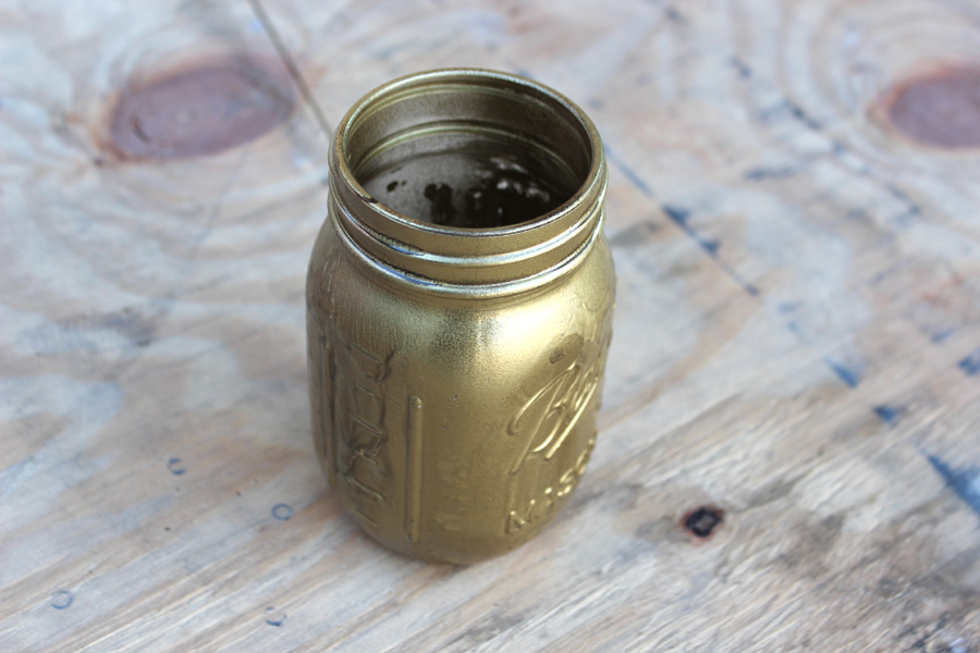 Mason Jar Spray Painted in Gold