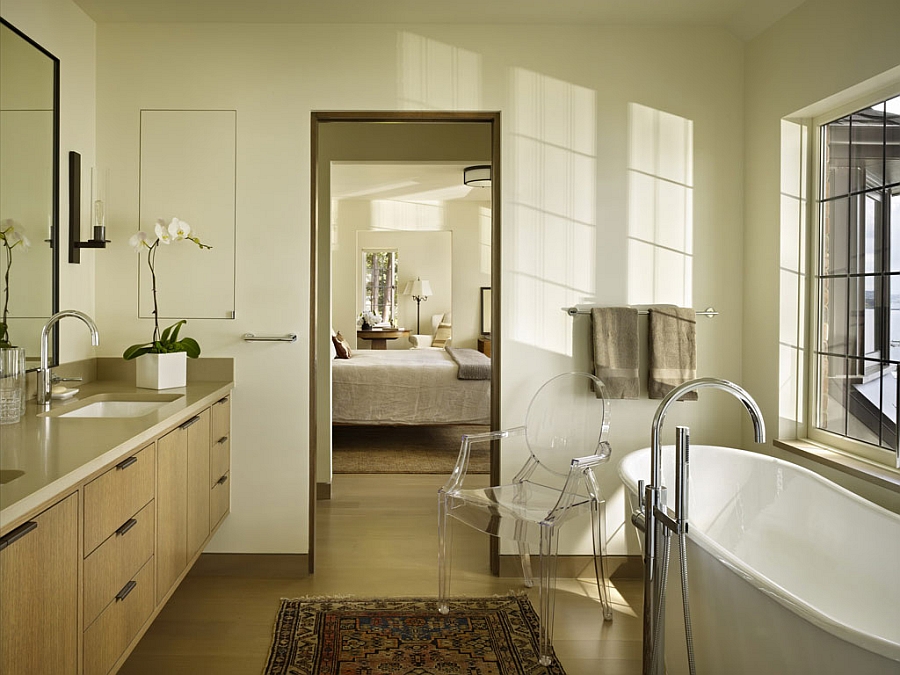 Master bathroom with views of lake Washington