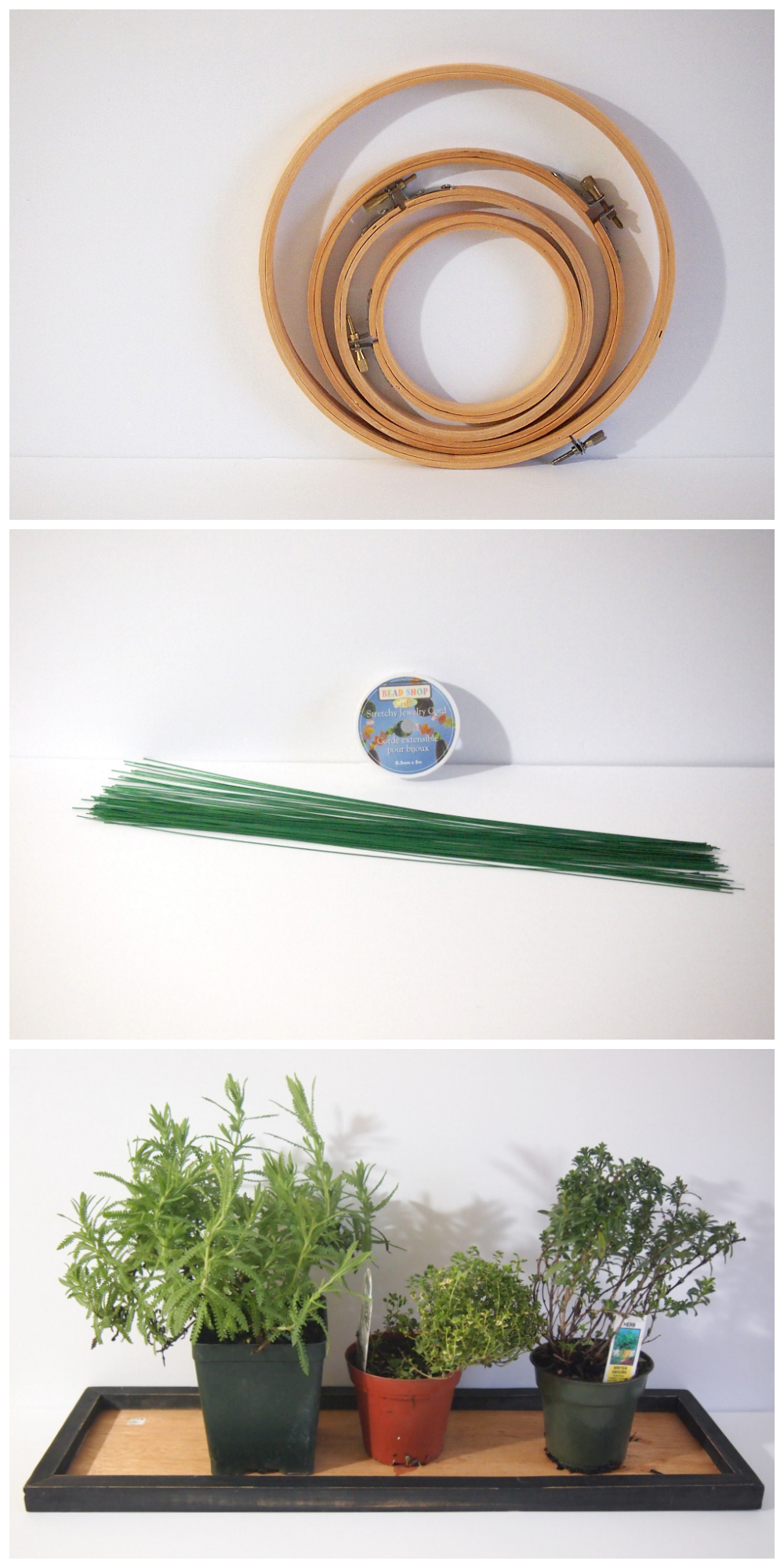 Materials for making a herb wreath