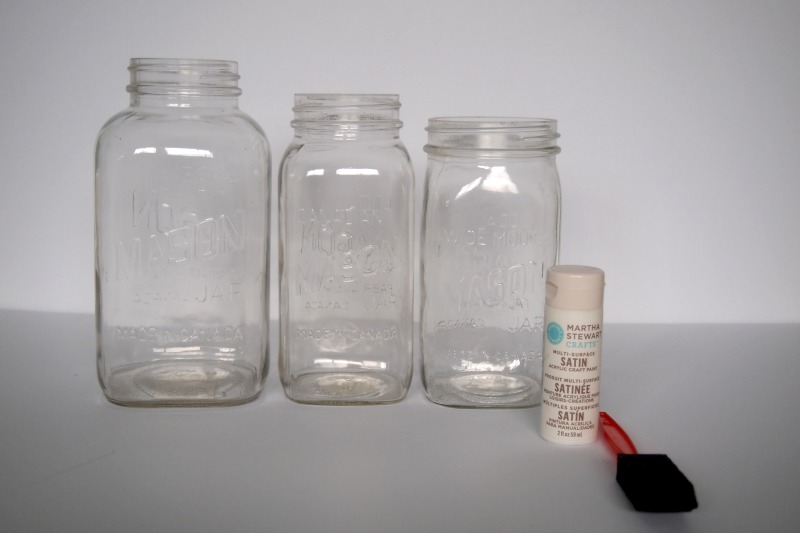 Materials needed for painted mason jars