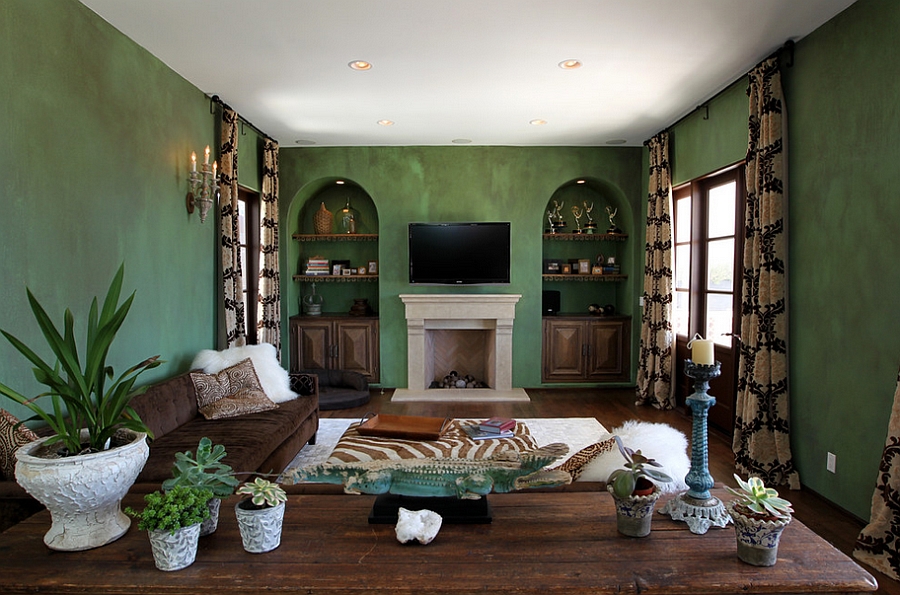 Warm Green And Brown Living Room