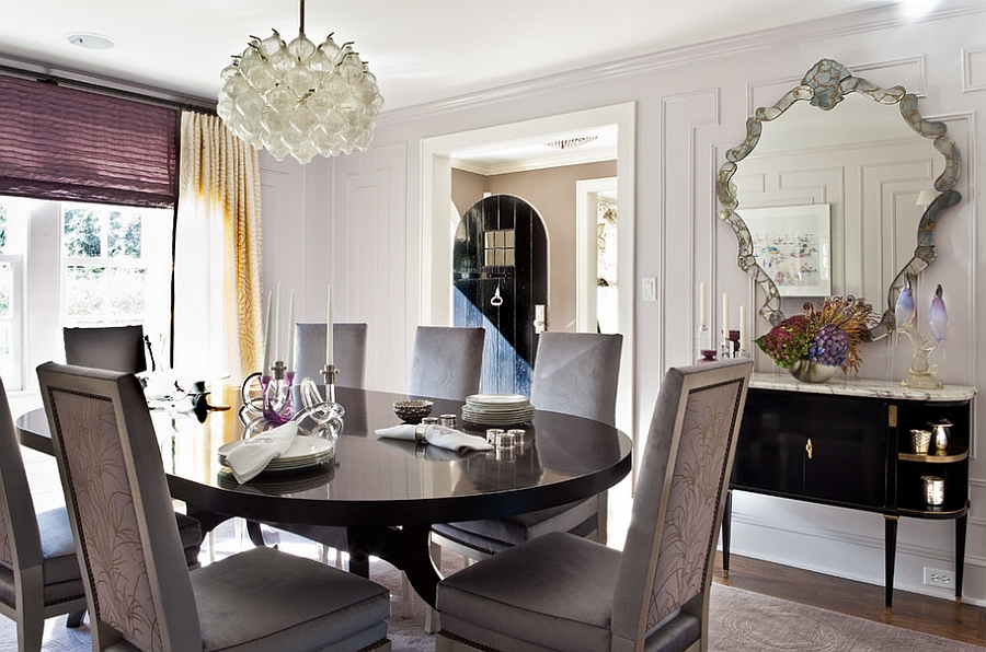 Modern dining room with a vintage sideboard