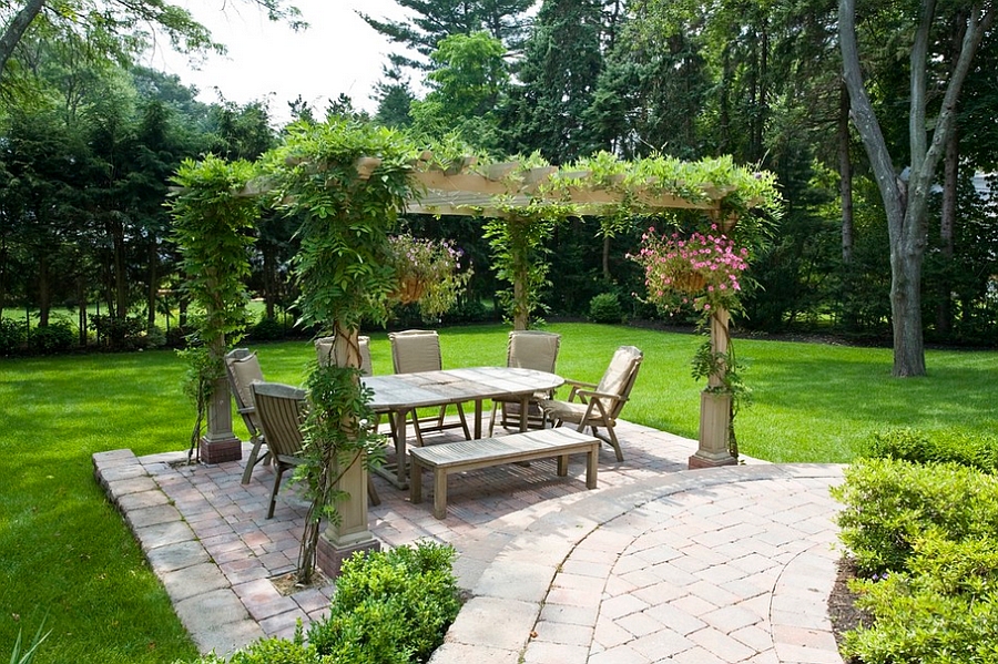 modern garden landscape design with outdoor dining